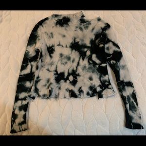 Balboa girls black and white tie dye cut out shoulder sweater size 10